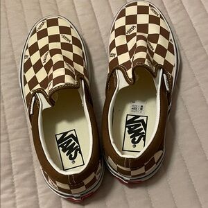 Vans Checkerboard Slip-On in Brown and Cream